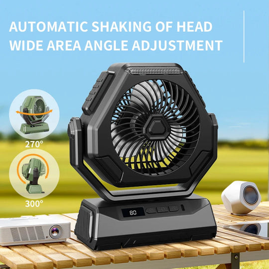 6000mAh Camping Fan Rechargeable Outdoor Fan Ceiling Oscillating Fan