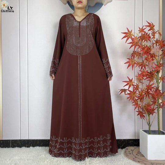 2024 New Muslim Chiffon Abayas For Women Robe Caftan Dubai Islam Clothing African Abaya Long Sleeved Fashion Dress With Turban