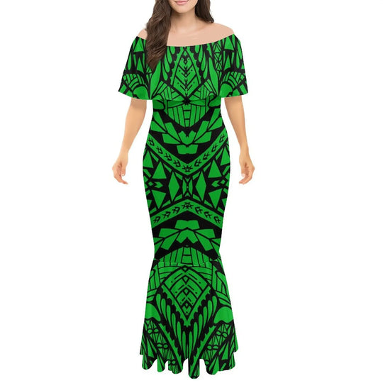 New Design Layer Ruffle Off Shoulder Long Bodycon Fishtail Evening Dresses Women Elegant Frill Trumpet Mermaid Dress Gowns