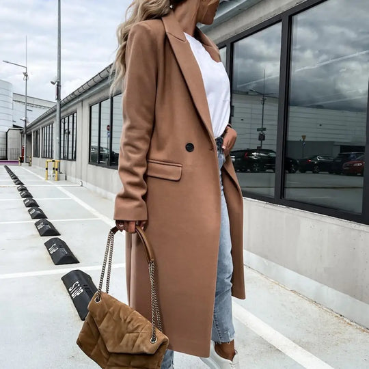 Women Coat Elegant Long Blazer Female All Match Long Sleeve Button