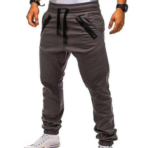 Spring and Autumn Fashion Men's Drawstring Adjustable Pocket Pants New