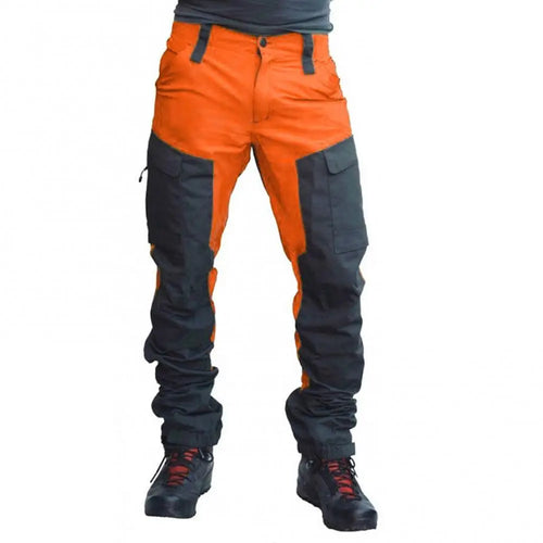 2024 Men Hiking Camping Pants Color Block Multi Pockets Wear-Resistant