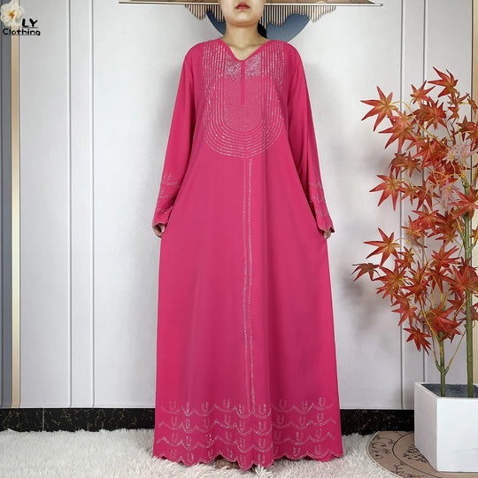 2024 New Muslim Chiffon Abayas For Women Robe Caftan Dubai Islam Clothing African Abaya Long Sleeved Fashion Dress With Turban