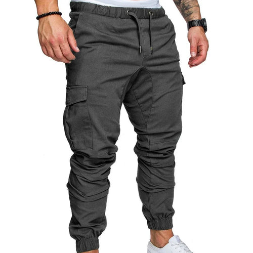 Spring and Autumn Fashion Men's Drawstring Adjustable Pocket Pants New