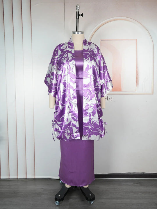 African Clothes for Women 2 PCS Sets Dress and Coat Suits Dashiki Ankara Turkey Wedding Party Dresses Kaftan Bubu Gown Plus Size