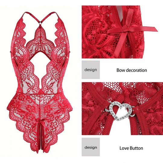 Women Sexy Lace Lingerie Hollow Bra Set Deep V Open Bra Porn Underwear