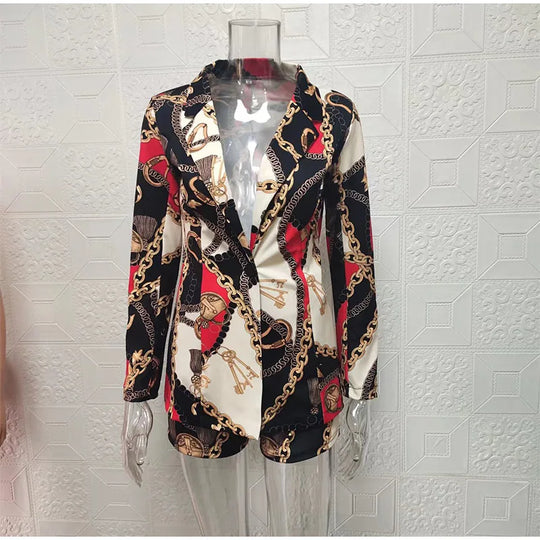 Fashion Turn-down Collar Printed Top Pants Set Women Elegant Full Sleeve Top Short Pants Suit Lady Summer Chic Casual Sets