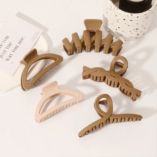 5PCS Frosted Hair Clips Simple Big Hair Claw Clips for Women Girls Thin Thick Curly Hair Jaw Clips Shark Clips Hair Accessories