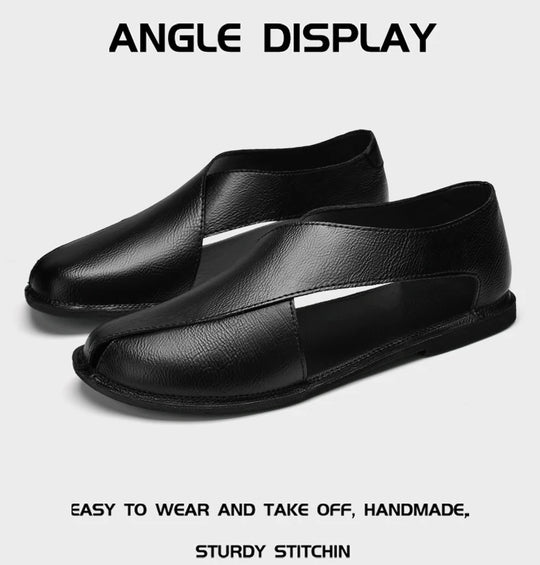 CLOHOO Men Sandals Summer Genuine Leather High Quality Roman Shoes Breathable Casual Non-Slip Male Slippers Free Shiping Shoes