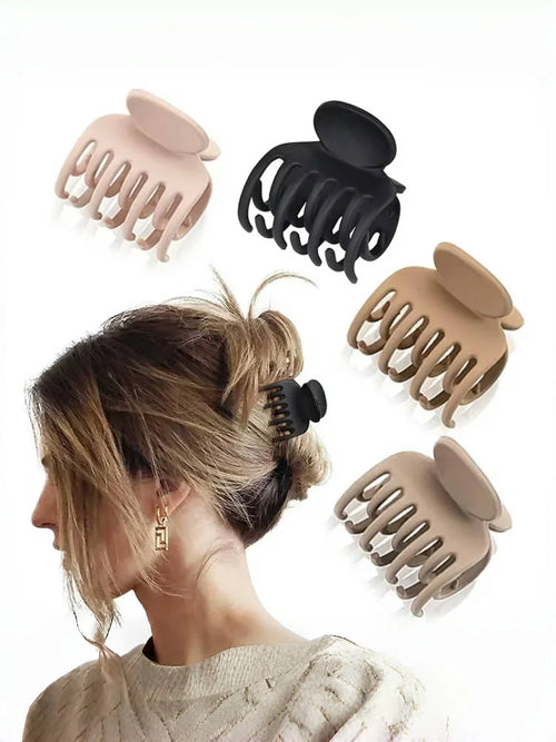 Small Frosted Hair Clip Basic All-Match Brown Hair Clip For Women