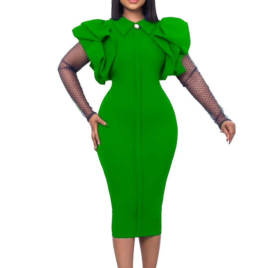 Women Slim Wrap Hip Dress Light Luxury Delicate Mesh Pleated Dresses Fashion Elegant Unique Sexy Party See Through Lace Vestidos