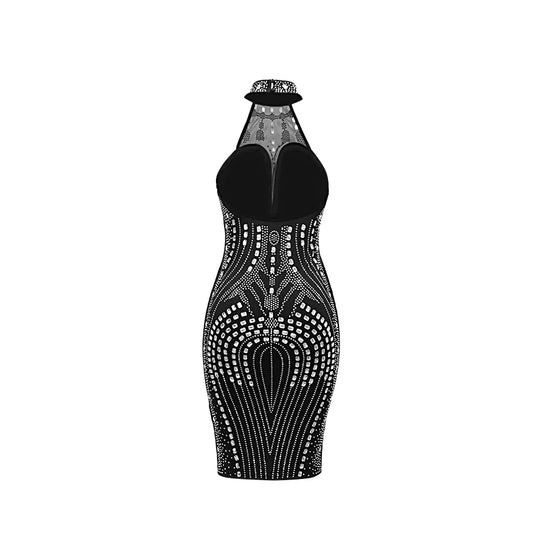 Backless Dress Sexy Wrap Buttocks Vestidos Women Party Dresses Sheath Slim Fit Spliced Summer Diamonds Knee Length