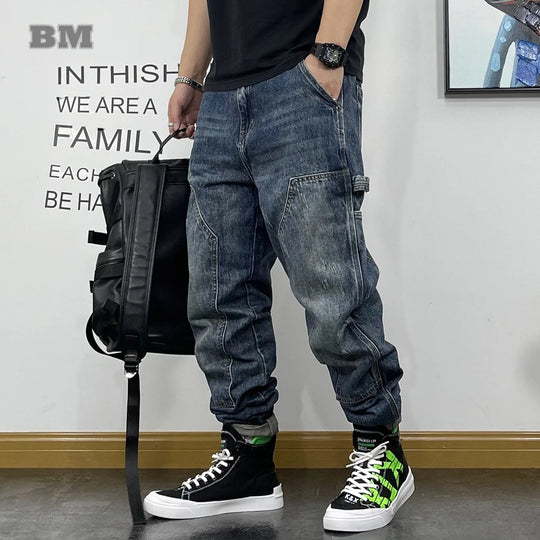 American Fashion Hip Hop Cargo Jeans Streetwear Skateboard Harem