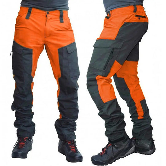 2024 Men Hiking Camping Pants Color Block Multi Pockets Wear-Resistant