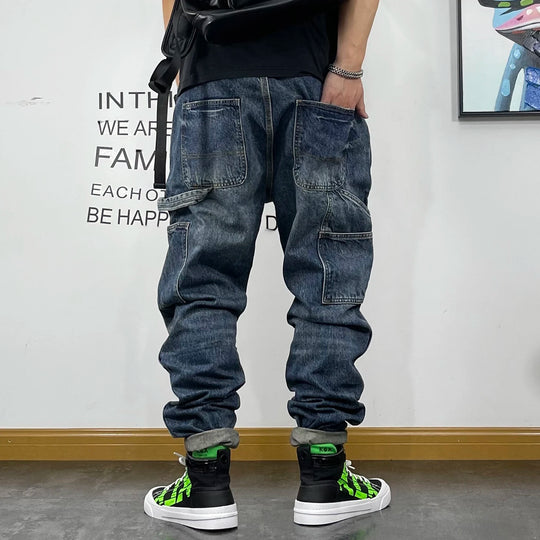 American Fashion Hip Hop Cargo Jeans Streetwear Skateboard Harem