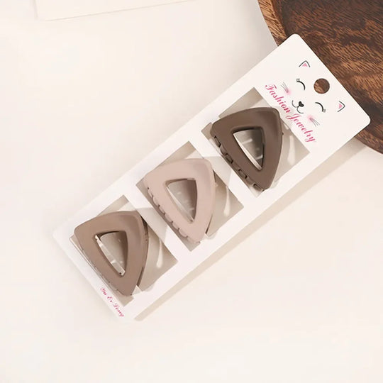 New Fashion Coffee Color Three-piece Set Frosted Geometric  Hairpin