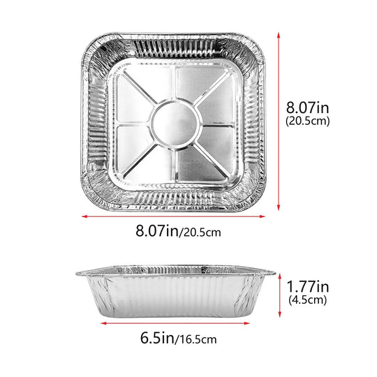 50PCS 20CM Square Air Fryer Aluminum Foil Pan Oven BBQ Tray Food