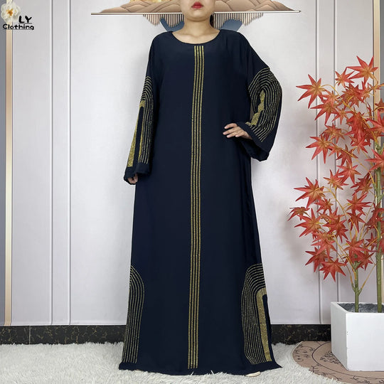 2024 New Muslim Chiffon Abayas For Women Robe Caftan Dubai Islam Clothing African Abaya Long Sleeved Fashion Dress With Turban