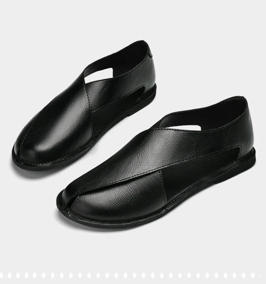 CLOHOO Men Sandals Summer Genuine Leather High Quality Roman Shoes Breathable Casual Non-Slip Male Slippers Free Shiping Shoes