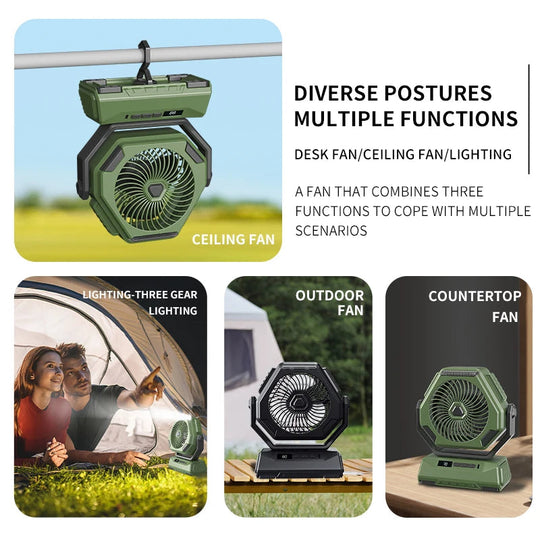 6000mAh Camping Fan Rechargeable Outdoor Fan Ceiling Oscillating Fan