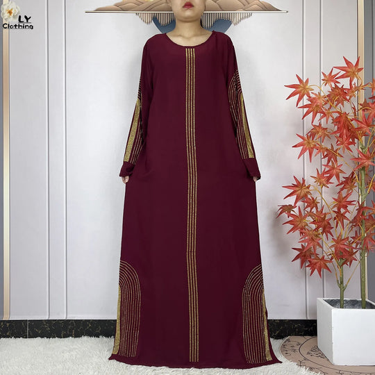 2024 New Muslim Chiffon Abayas For Women Robe Caftan Dubai Islam Clothing African Abaya Long Sleeved Fashion Dress With Turban