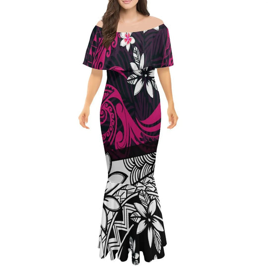 New Design Layer Ruffle Off Shoulder Long Bodycon Fishtail Evening Dresses Women Elegant Frill Trumpet Mermaid Dress Gowns