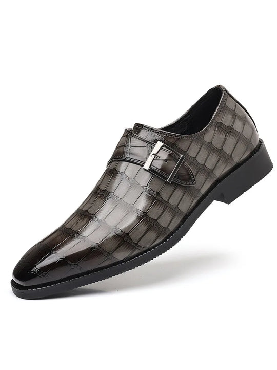 Gentleman Monk Strap Loafers Men's Crocodile Pattern Belt Buckle Leather Shoes Designer Formal Wedding Dress Homecoming Footwear