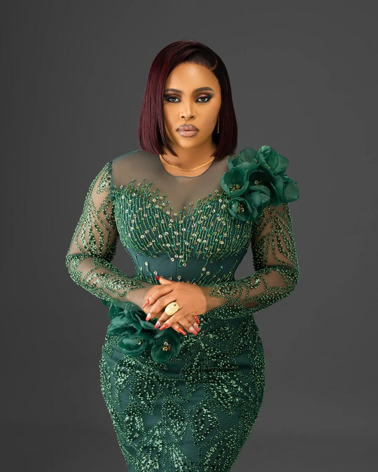 Curvy Size Dark Green Glitter Mermaid Prom Dress Lace