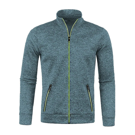 Men Knit Cardigan Thick Fleece Sweater Slim Zip-Up Jacket Warm Jumper