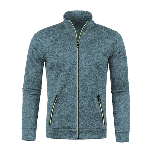 Men Knit Cardigan Thick Fleece Sweater Slim Zip-Up Jacket Warm Jumper
