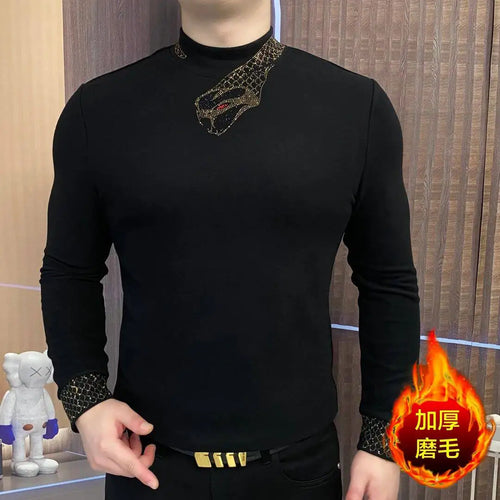 Winter Men's T-Shirt Long-Sleeved Velvet Thickeneded Sweatshirt