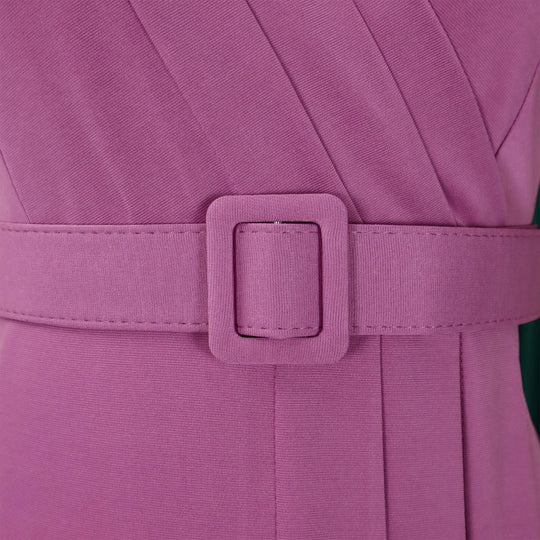 Elegant Office Dresses for Women V Neck Short Sleeve Belt Waisted Pleated Mid Calf Formal Business Work Wear Dress Midi Clothes