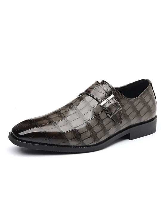 Gentleman Monk Strap Loafers Men's Crocodile Pattern Belt Buckle Leather Shoes Designer Formal Wedding Dress Homecoming Footwear