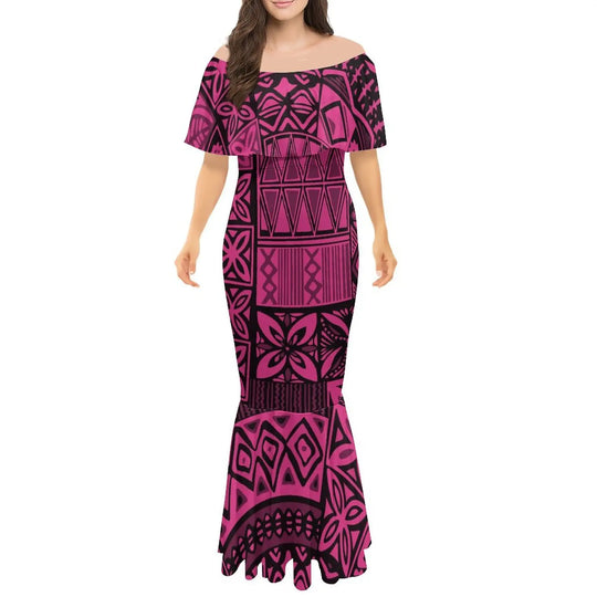 New Design Layer Ruffle Off Shoulder Long Bodycon Fishtail Evening Dresses Women Elegant Frill Trumpet Mermaid Dress Gowns
