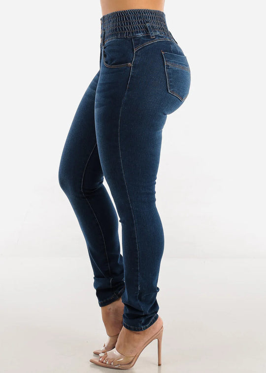 Jeans Pencil Pants Women 2025 Skinny Trousers High Waist Strecth Washed Distressed Pockets Buttons Vintage Denims Streetwear