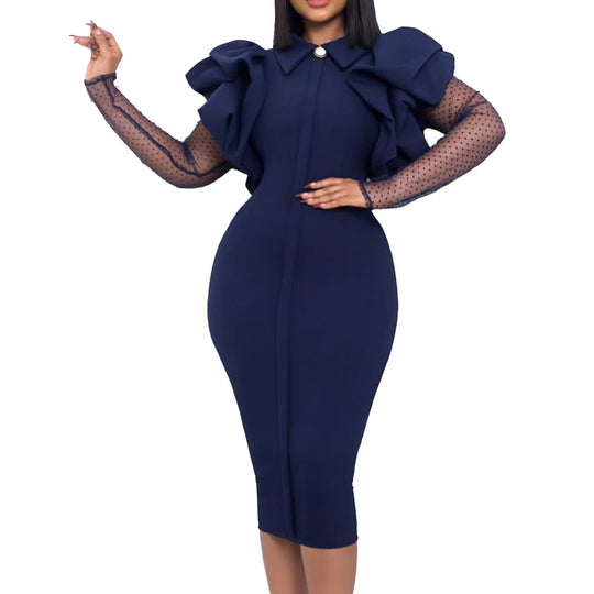 Women Slim Wrap Hip Dress Light Luxury Delicate Mesh Pleated Dresses Fashion Elegant Unique Sexy Party See Through Lace Vestidos