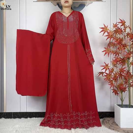 2024 New Muslim Chiffon Abayas For Women Robe Caftan Dubai Islam Clothing African Abaya Long Sleeved Fashion Dress With Turban