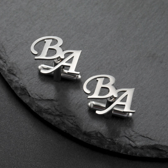 Skyrim 2pcs Custom Cufflinks Men Stainless Steel Personalized Initials.