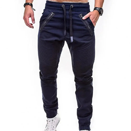 Spring and Autumn Fashion Men's Drawstring Adjustable Pocket Pants New