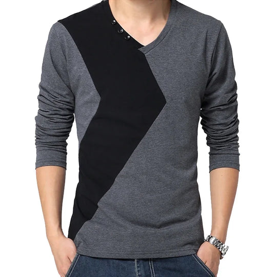 BROWON Brand Autumn Mens T Shirts Fashion Streetwear Long Sleeve