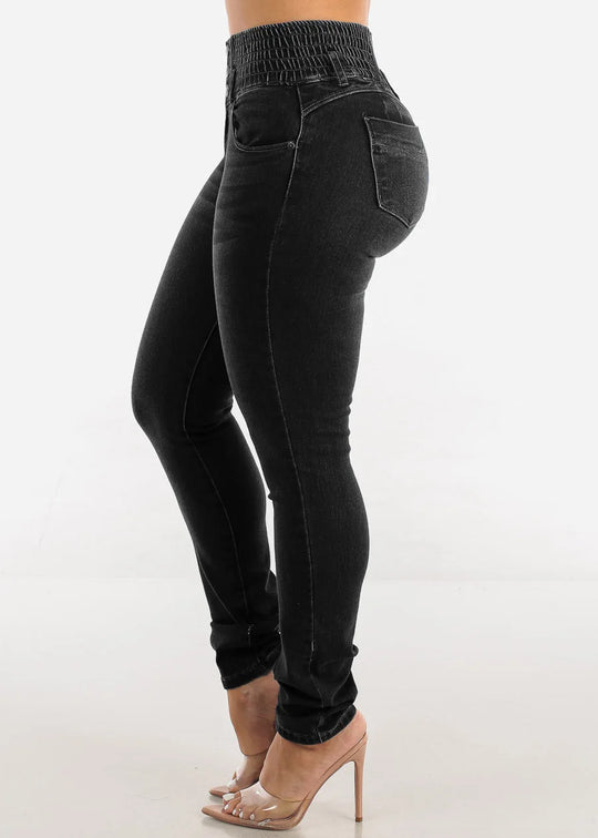 Jeans Pencil Pants Women 2025 Skinny Trousers High Waist Strecth Washed Distressed Pockets Buttons Vintage Denims Streetwear