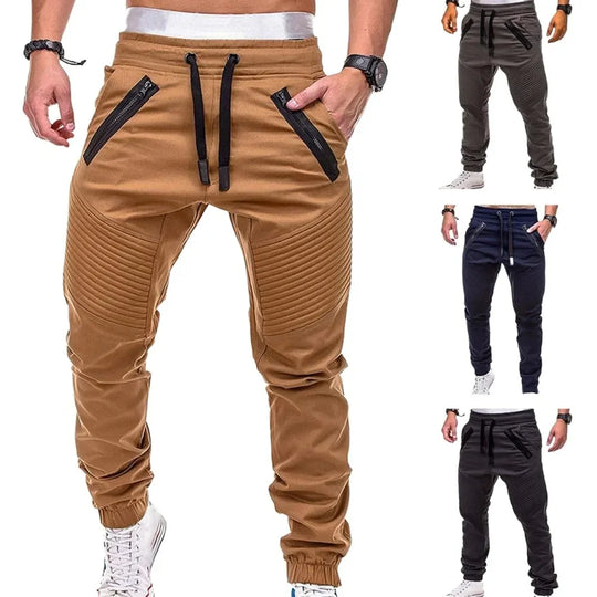 Spring and Autumn Fashion Men's Drawstring Adjustable Pocket Pants New