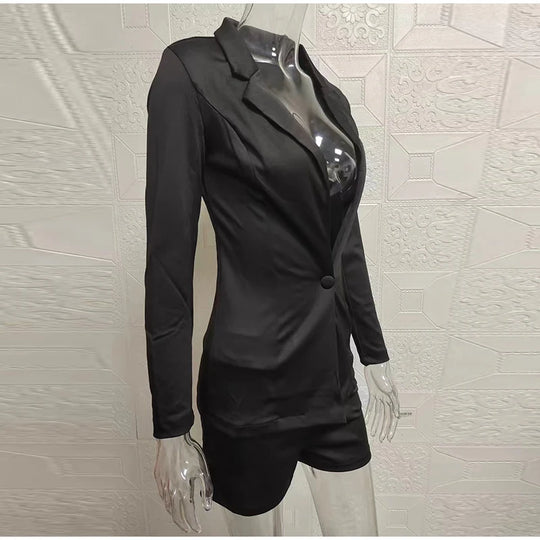 Fashion Turn-down Collar Printed Top Pants Set Women Elegant Full Sleeve Top Short Pants Suit Lady Summer Chic Casual Sets