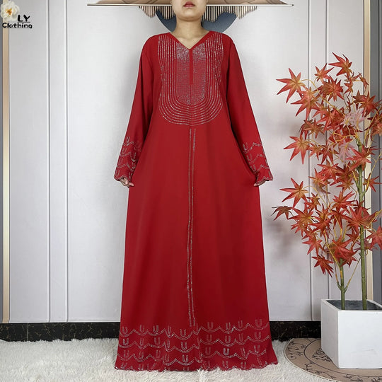 2024 New Muslim Chiffon Abayas For Women Robe Caftan Dubai Islam Clothing African Abaya Long Sleeved Fashion Dress With Turban