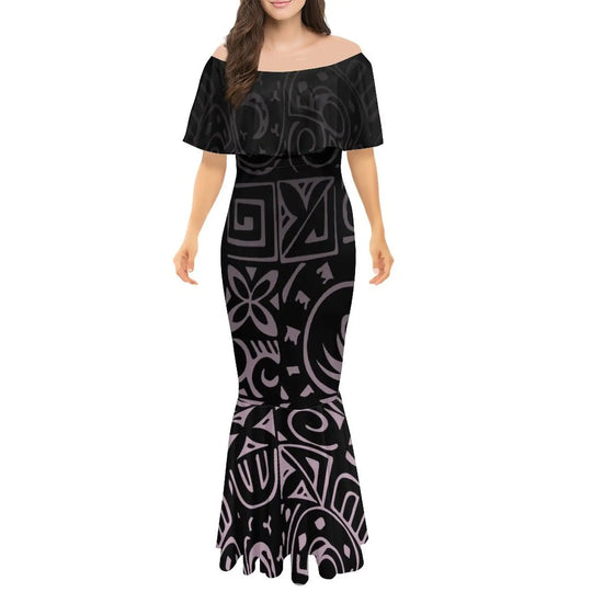 New Design Layer Ruffle Off Shoulder Long Bodycon Fishtail Evening Dresses Women Elegant Frill Trumpet Mermaid Dress Gowns
