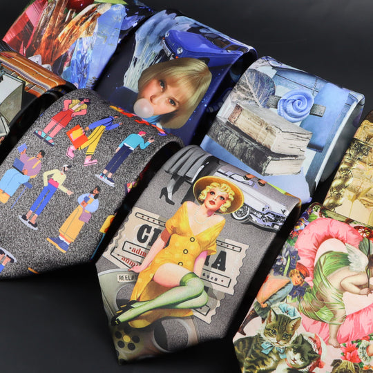 Vintage Art Oil Graffiti Print Tie Soft Touch New Design 8.5cm