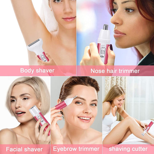 5 IN 1 Electric Hair Removal Epilator Wet&Dry Lady Shaver Nose Hair