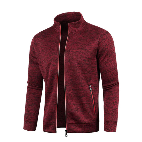 Men Knit Cardigan Thick Fleece Sweater Slim Zip-Up Jacket Warm Jumper