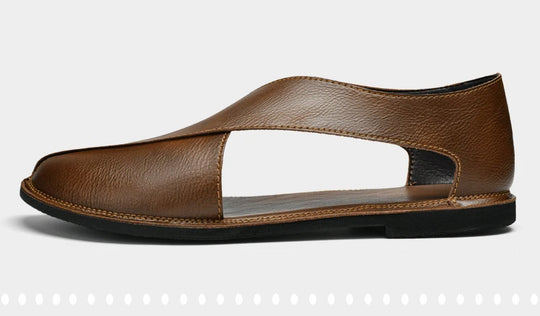 CLOHOO Men Sandals Summer Genuine Leather High Quality Roman Shoes Breathable Casual Non-Slip Male Slippers Free Shiping Shoes