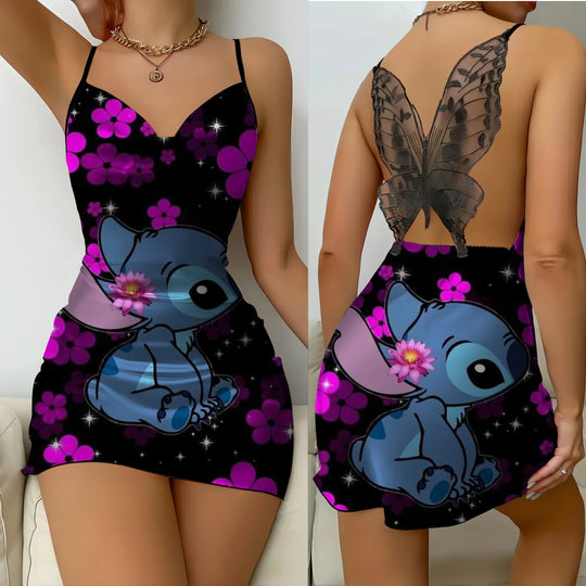 Bow Knot Womens Dresses Lace Dress Disney Satin Surface Pajama Skirt
